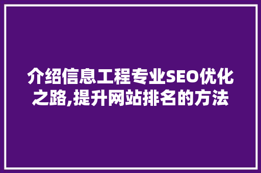 介绍信息工程专业SEO优化之路,提升网站排名的方法