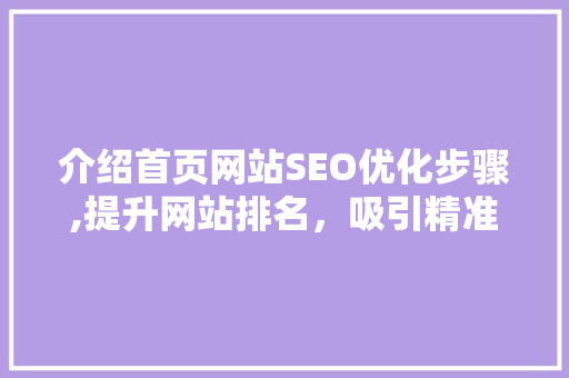 介绍首页网站SEO优化步骤,提升网站排名，吸引精准流量  第1张