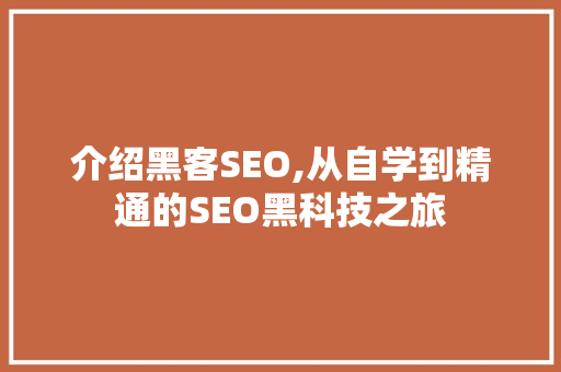 介绍黑客SEO,从自学到精通的SEO黑科技之旅