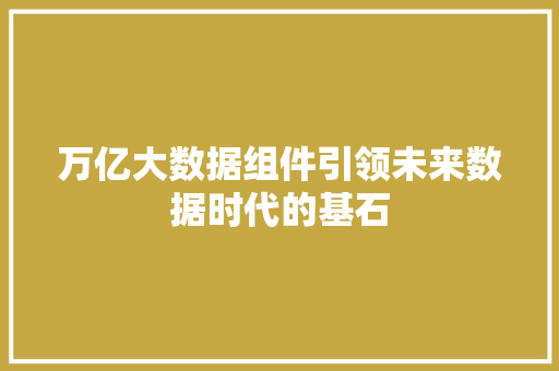 万亿大数据组件引领未来数据时代的基石