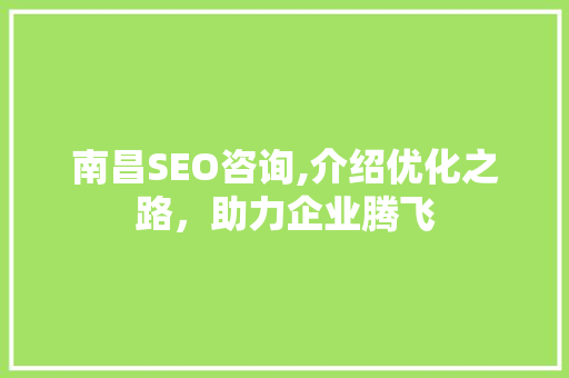 南昌SEO咨询,介绍优化之路，助力企业腾飞
