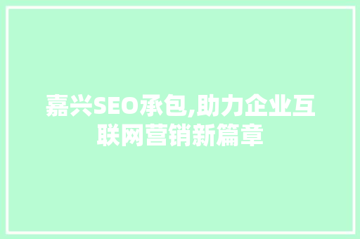 嘉兴SEO承包,助力企业互联网营销新篇章