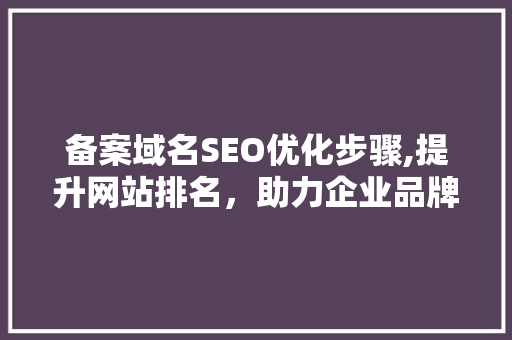 备案域名SEO优化步骤,提升网站排名，助力企业品牌传播