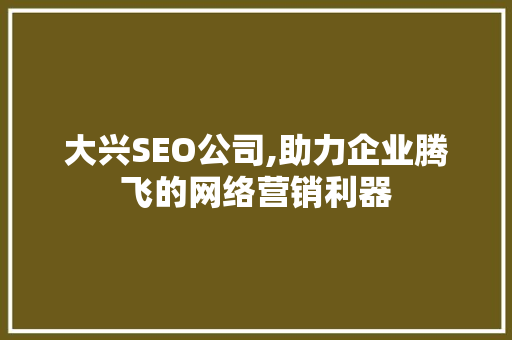 大兴SEO公司,助力企业腾飞的网络营销利器  第1张