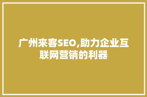 广州来客SEO,助力企业互联网营销的利器