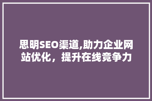 思明SEO渠道,助力企业网站优化，提升在线竞争力  第1张