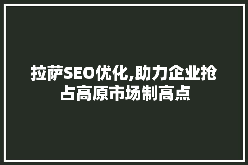 拉萨SEO优化,助力企业抢占高原市场制高点