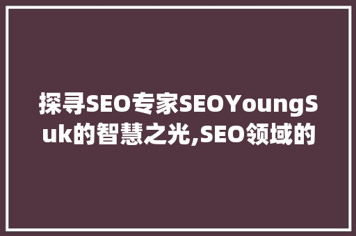 探寻SEO专家SEOYoungSuk的智慧之光,SEO领域的先行者与领航者