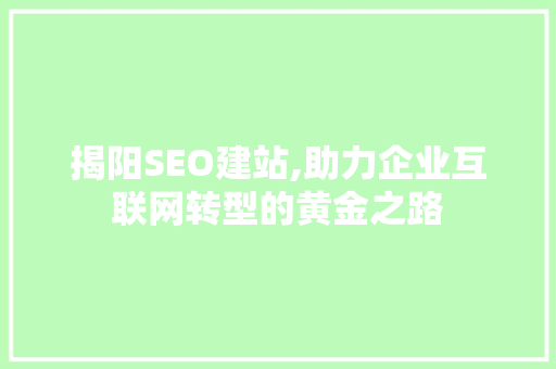 揭阳SEO建站,助力企业互联网转型的黄金之路