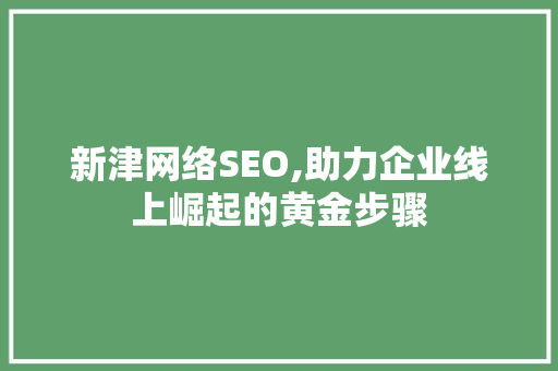 新津网络SEO,助力企业线上崛起的黄金步骤