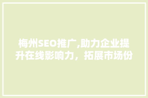 梅州SEO推广,助力企业提升在线影响力，拓展市场份额  第1张