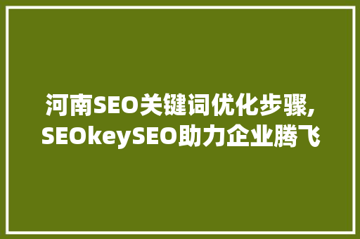 河南SEO关键词优化步骤,SEOkeySEO助力企业腾飞