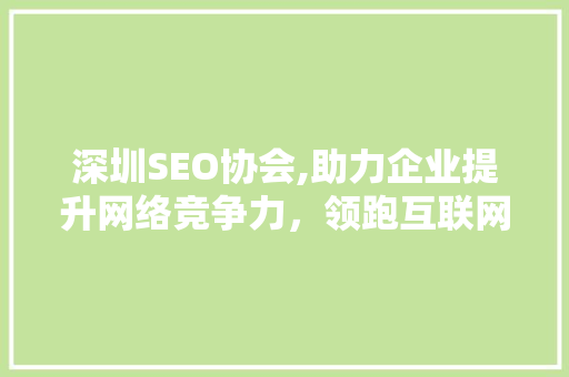 深圳SEO协会,助力企业提升网络竞争力，领跑互联网时代
