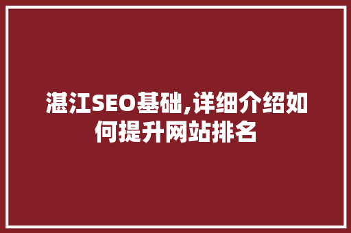 湛江SEO基础,详细介绍如何提升网站排名