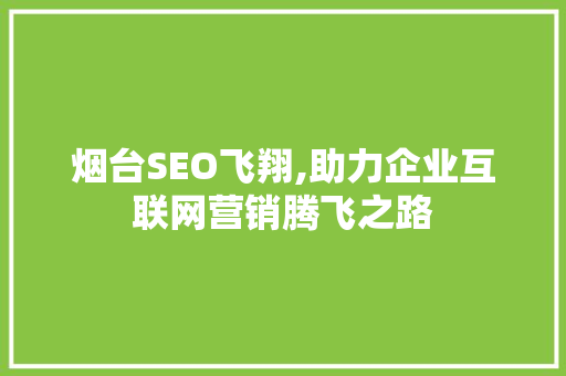 烟台SEO飞翔,助力企业互联网营销腾飞之路