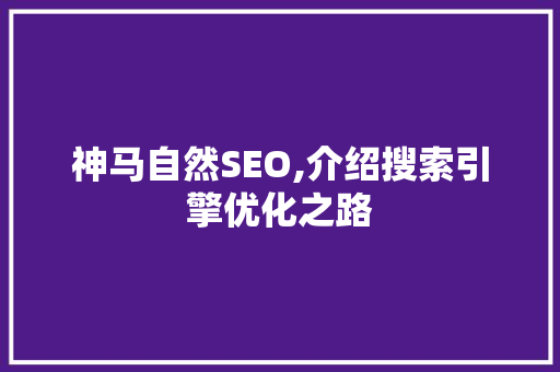 神马自然SEO,介绍搜索引擎优化之路