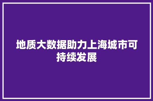 地质大数据助力上海城市可持续发展