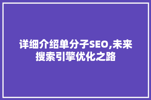 详细介绍单分子SEO,未来搜索引擎优化之路