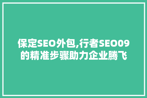 保定SEO外包,行者SEO09的精准步骤助力企业腾飞