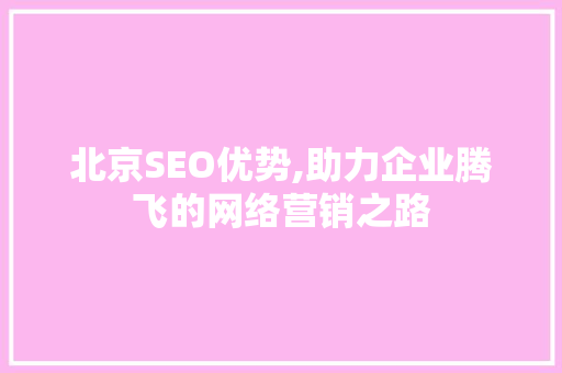 北京SEO优势,助力企业腾飞的网络营销之路