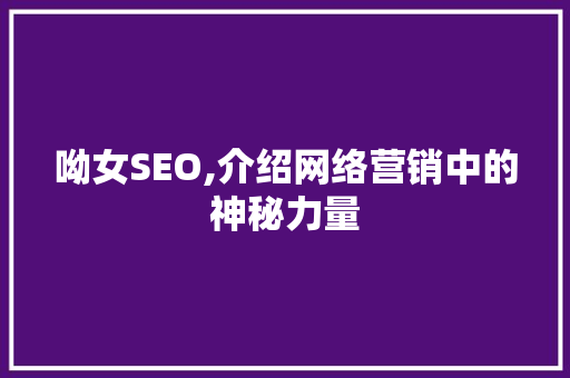 呦女SEO,介绍网络营销中的神秘力量