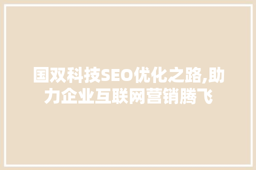 国双科技SEO优化之路,助力企业互联网营销腾飞