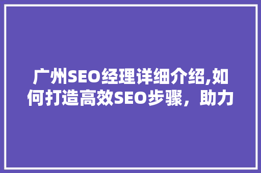 广州SEO经理详细介绍,如何打造高效SEO步骤，助力企业腾飞  第1张