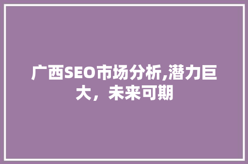 广西SEO市场分析,潜力巨大，未来可期