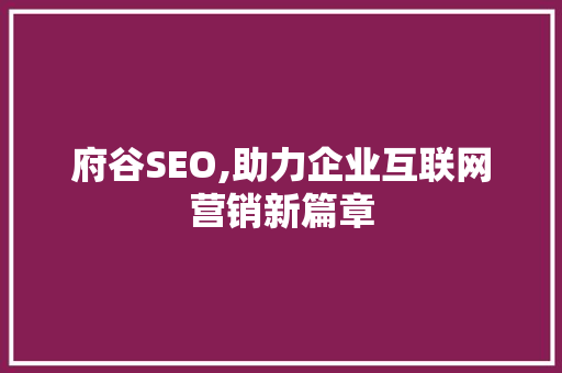 府谷SEO,助力企业互联网营销新篇章  第1张