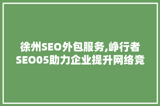 徐州SEO外包服务,峥行者SEO05助力企业提升网络竞争力