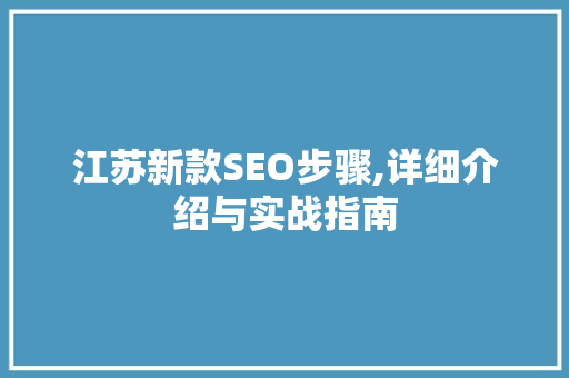 江苏新款SEO步骤,详细介绍与实战指南