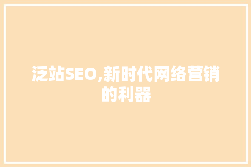 泛站SEO,新时代网络营销的利器