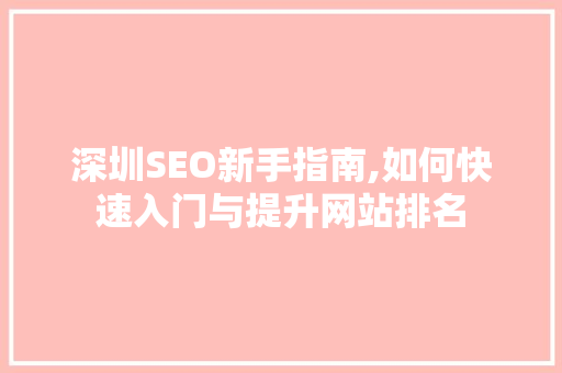深圳SEO新手指南,如何快速入门与提升网站排名