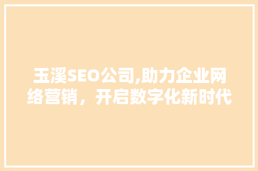 玉溪SEO公司,助力企业网络营销，开启数字化新时代