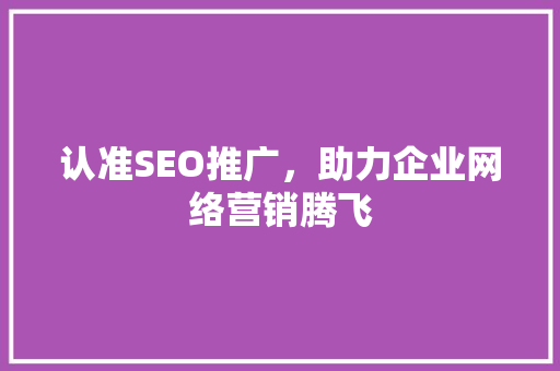 认准SEO推广，助力企业网络营销腾飞