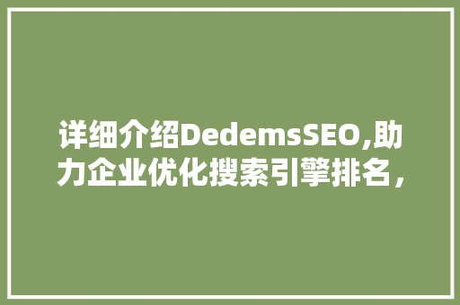 详细介绍DedemsSEO,助力企业优化搜索引擎排名，抢占市场先机