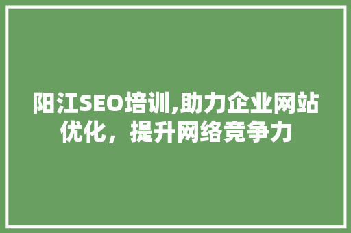 阳江SEO培训,助力企业网站优化，提升网络竞争力