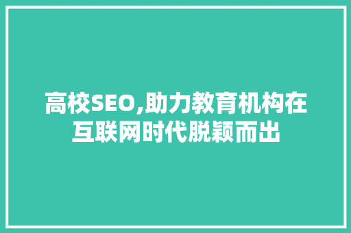 高校SEO,助力教育机构在互联网时代脱颖而出