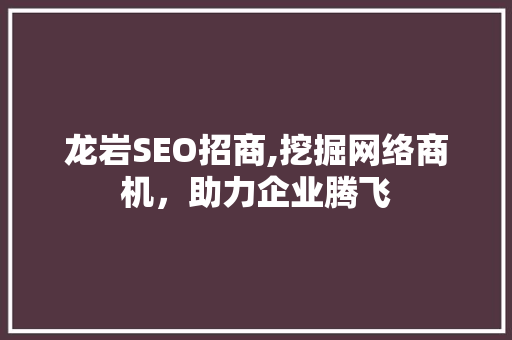 龙岩SEO招商,挖掘网络商机，助力企业腾飞