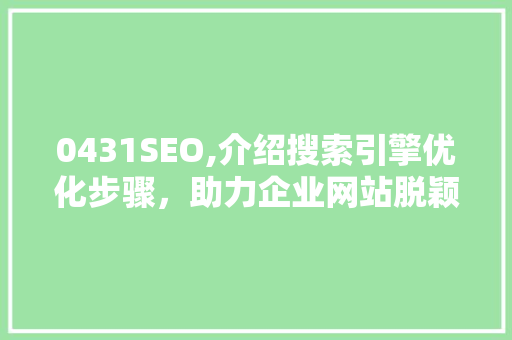 0431SEO,介绍搜索引擎优化步骤，助力企业网站脱颖而出