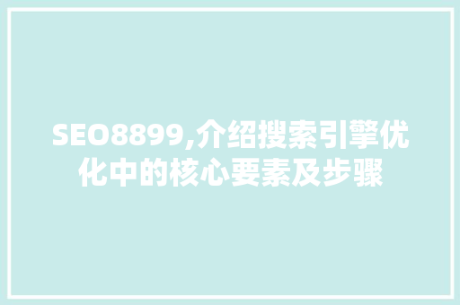 SEO8899,介绍搜索引擎优化中的核心要素及步骤