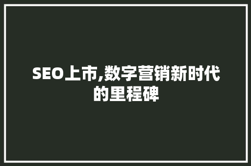 SEO上市,数字营销新时代的里程碑