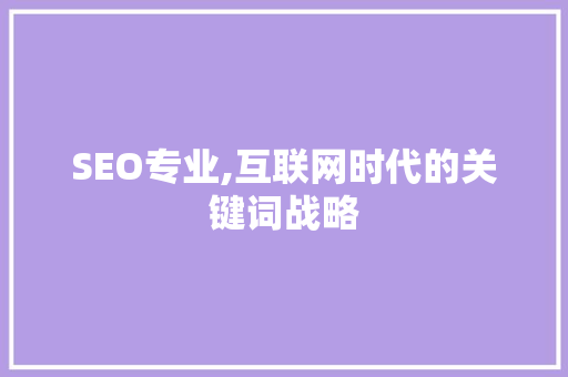 SEO专业,互联网时代的关键词战略