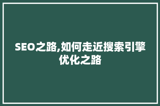 SEO之路,如何走近搜索引擎优化之路