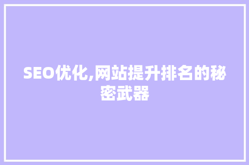 SEO优化,网站提升排名的秘密武器