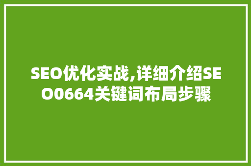 SEO优化实战,详细介绍SEO0664关键词布局步骤