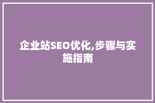 企业站SEO优化,步骤与实施指南