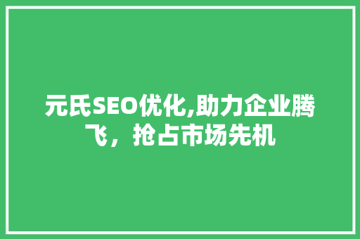 元氏SEO优化,助力企业腾飞，抢占市场先机