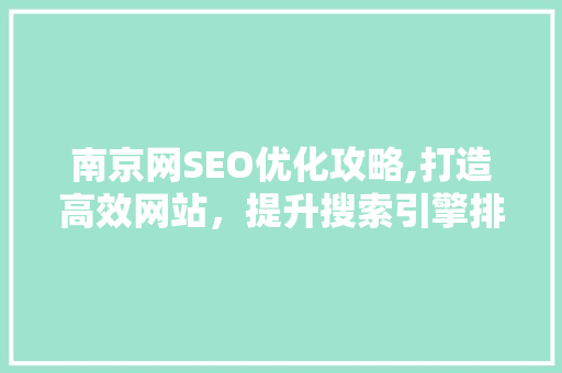 南京网SEO优化攻略,打造高效网站，提升搜索引擎排名