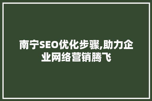 南宁SEO优化步骤,助力企业网络营销腾飞